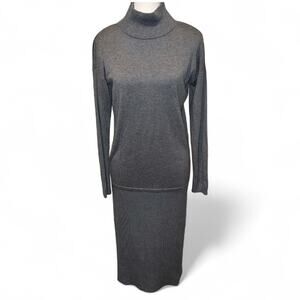 Ann Taylor Petite Gray Long Sleeve Mock Turtleneck Sweater Dress Size SP